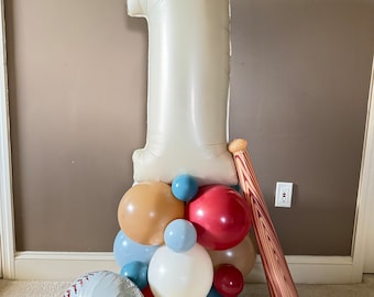 Baseball Balloon Tower Kit | Rookie of the Year First Birthday Balloons | All Star Baseball Birthday Party | Homerun Birthday Balloons
