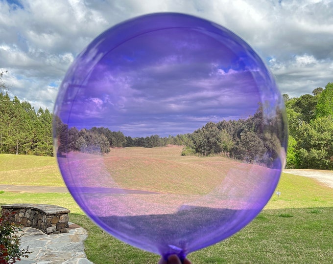 Transparent Purple Balloon | 18” Clear Balloon Bubble | Bubble Birthday Party | Clear Sphere Balloon | Clear Purple Orbz Balloons