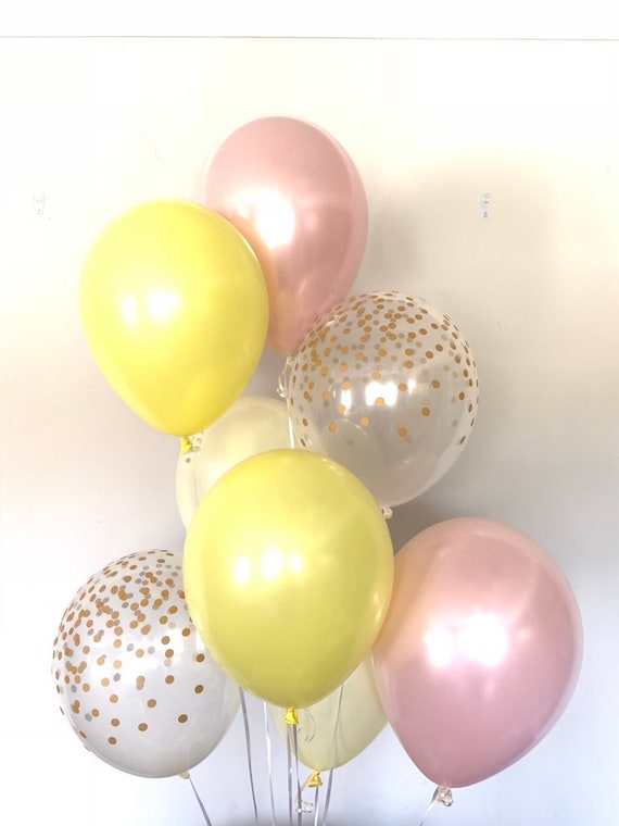 Yellow and Blush Balloons Citrus Bridal Shower Decor Pink Lemonade Balloons Pink Lemonade First Birthday Citrus Bab Lemon Balloons