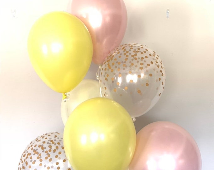 Yellow and Blush Balloons | Lemon Balloons | Pink Lemonade Balloons | Citrus Bridal Shower Decor | Pink Lemonade First Birthday | Citrus Bab