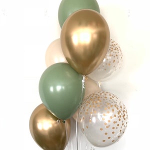 Green and Gold Balloons Light Green Wedding Decor Gold and Green Balloons Eucalyptus Balloons Dark Sage Green Bridal Shower Decor image 6