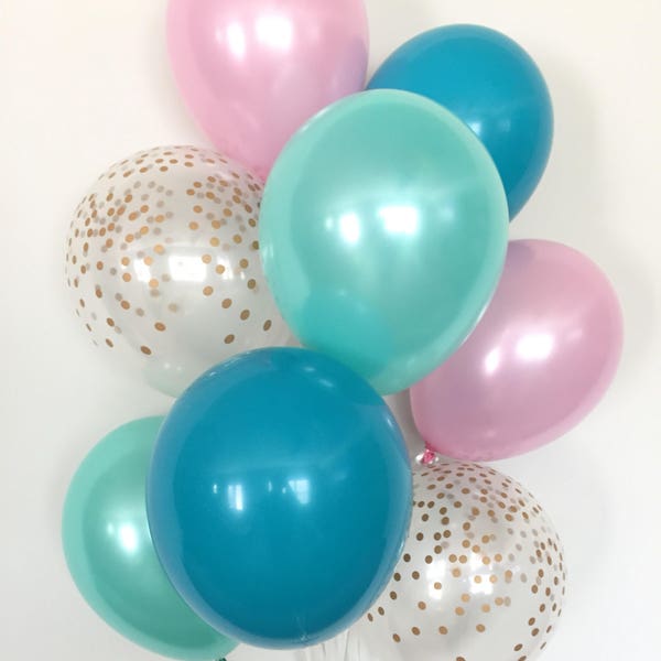 Pink and Teal Balloon Bouquet | Pink and Mint Balloon Bouquet | Mint and Teal Balloons | Pink and Teal Bridal Shower Decor | Birthday Balloo