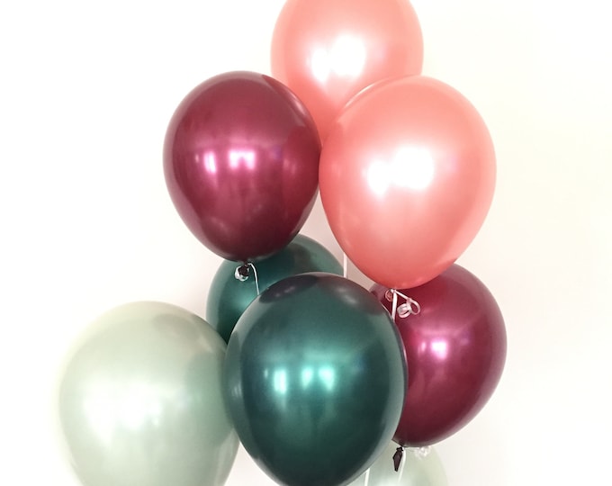 Sage Green Balloons | Light Green Wedding Decor | Green and Rose Gold Balloons | Burgundy and Green Balloons |Sage Green Bridal Shower Deco