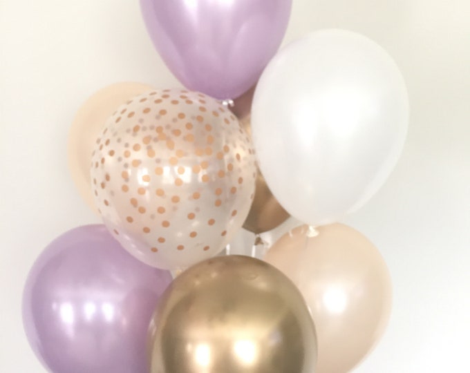 Blush and Lavender Balloons | Lavender and Gold Balloons | Lavender Bridal Shower Decor | Lilac Baby Shower Decor | Blush Birthday Balloons