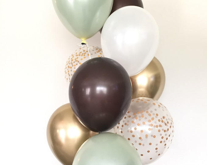 Sage Green Balloons | Light Green Wedding Decor | Green and Gold Balloons | Green and Brown Bridal | Woodland Baby Shower