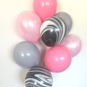 Pink and Gray Balloons | Pink Boutique Balloons | Pink and Black Balloons | Pink and Black Bachelorette Party Decor