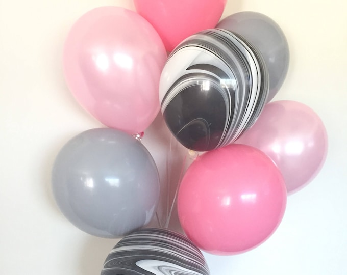 Pink and Gray Balloons | Pink Boutique Balloons | Pink and Black Balloons | Pink and Black Bachelorette Party Decor