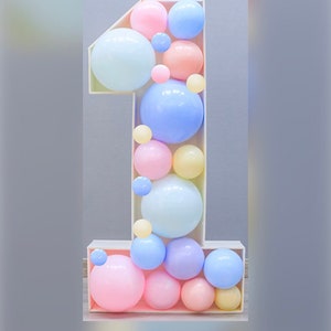 Kit de bricolaje de marco número 1 de globo / Se requiere ensamblaje de marco de globo PRE-CUT / Plantilla de globo de 39" / Exhibición de globo de primer cumpleaños