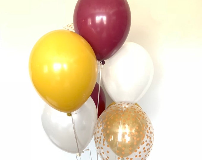 Mustard and Burgundy Balloons | Honeybee Balloons | Beach Bridal Shower | Burgundy Graduation Balloons