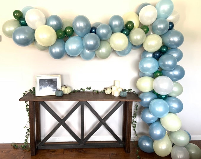Dusty Blue Balloon Garland | Slate Blue Bridal Shower Decor | Sage Green Balloon Garland | Wedding Balloon Garland | Spring Balloon Garland