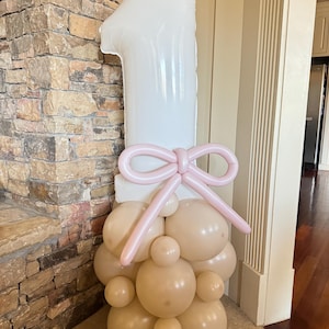 Dusty Pink Bow Balloon Tower Kit | Pink Bow Birthday Balloons | Pink Gingham Birthday | Pink and Beige Coquette Bows | Demure Birthday Party