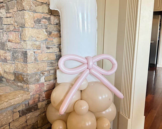 Dusty Pink Bow Balloon Tower Kit | Pink Bow Birthday Balloons | Pink Gingham Birthday | Pink and Beige Coquette Bows | Demure Birthday Party