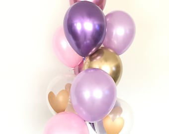 Pink and Purple Heart Balloons | Valentines Day Balloons | Princess Birthday Party Decor | Mauve Baby Shower  | Bridal Shower Decor