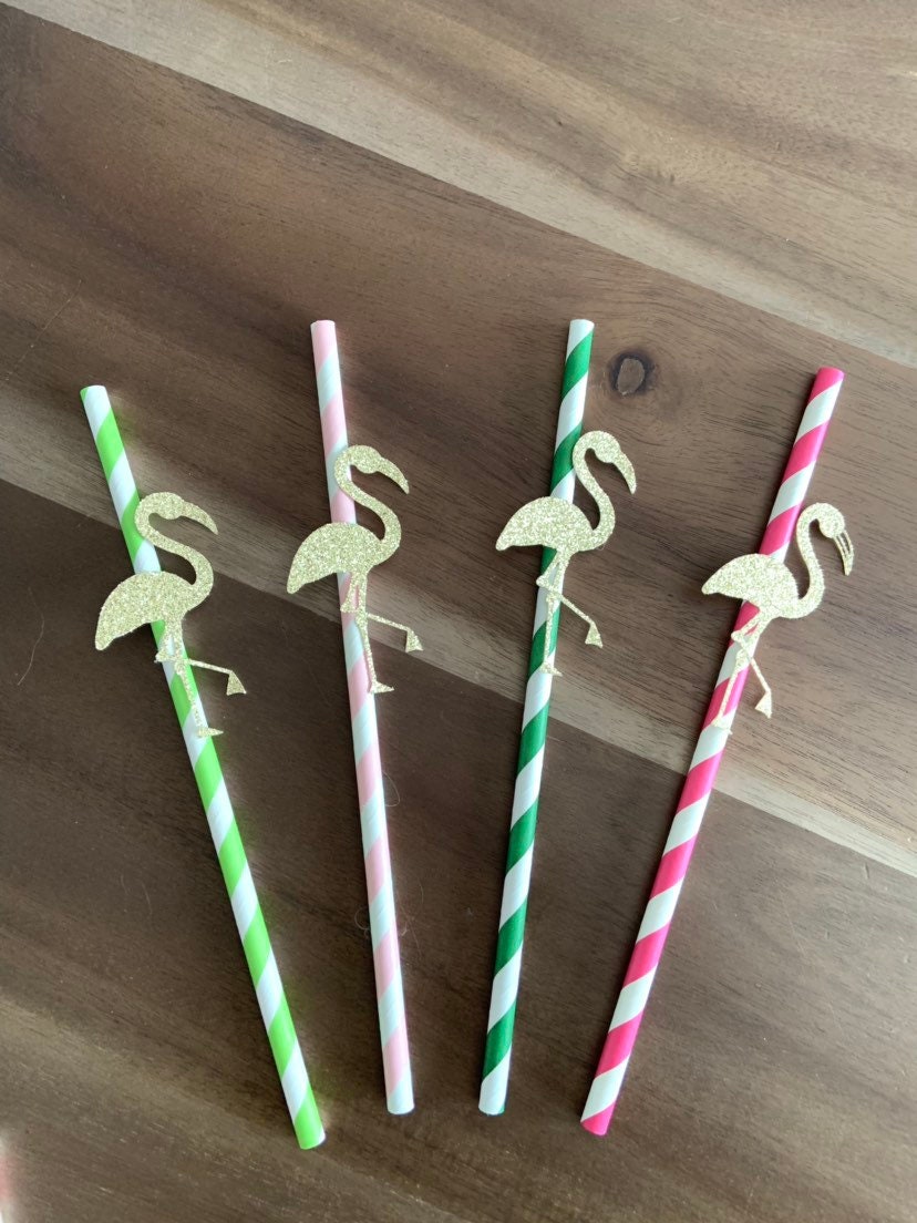 Tropical Straws Tropical Party Decor Green Leaf Straws Tropical