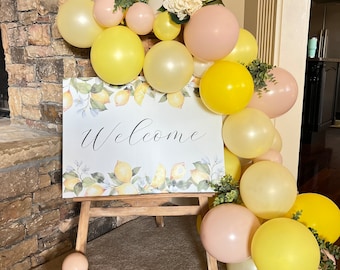 Blush and Lemon Balloon Garland | She Found Her Main Squeeze Bridal Shower | Little Sunshine Baby Shower | Pink Lemonade PartyFirst Birthday