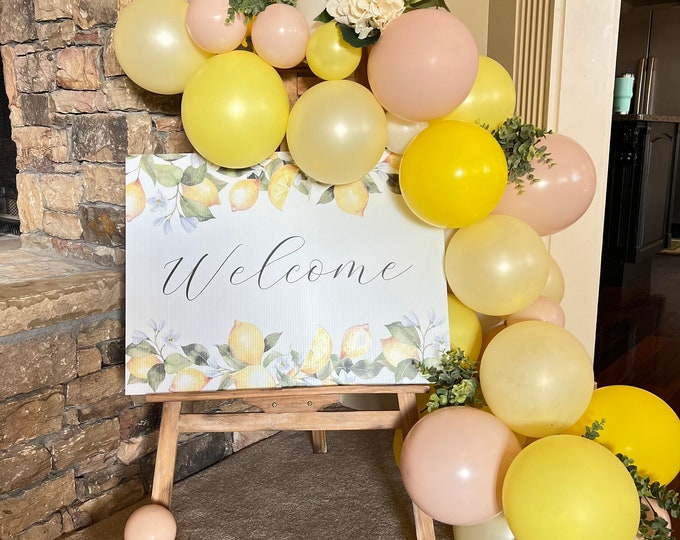 Blush and Lemon Balloon Garland | She Found Her Main Squeeze Bridal Shower | Little Sunshine Baby Shower | Pink Lemonade PartyFirst Birthday