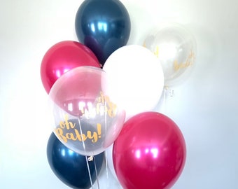 Oh Baby Balloons | Pink and Navy Balloons | Gender Reveal Balloons | Gender Reveal Baby Shower Balloons | Baby Shower Decor | He or She?