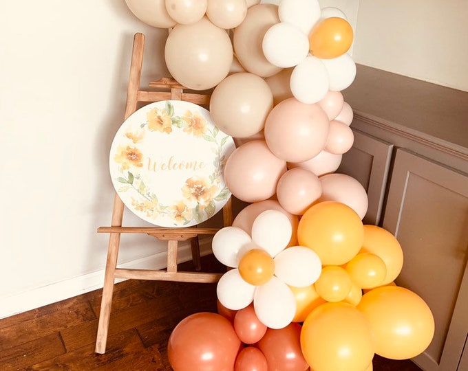 Orange Boho Balloon Garland | Daisy Balloons Boho Baby Shower | Boho Cottagecore Bridal | Boho First Birthday Balloons | Two Groovy Birthday