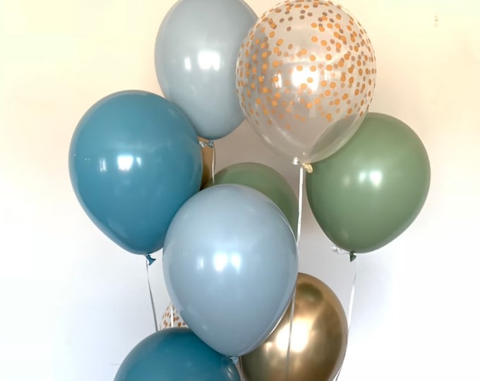 Dusty Blue and Green Balloons | Eucalyptus Balloons | Beach Bridal Shower | Dusty Blue Baby Shower Decor