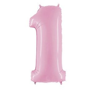 Light Pink Number 1 Balloon | Pink First Birthday Balloons | Mylar Number Balloons | Large Foil Balloons | Pink One Balloons
