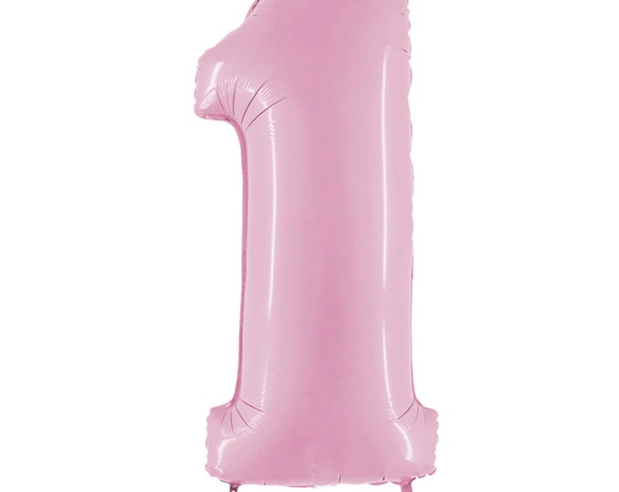 Light Pink Number 1 Balloon | Pink First Birthday Balloons | Mylar Number Balloons | Large Foil Balloons | Pink One Balloons