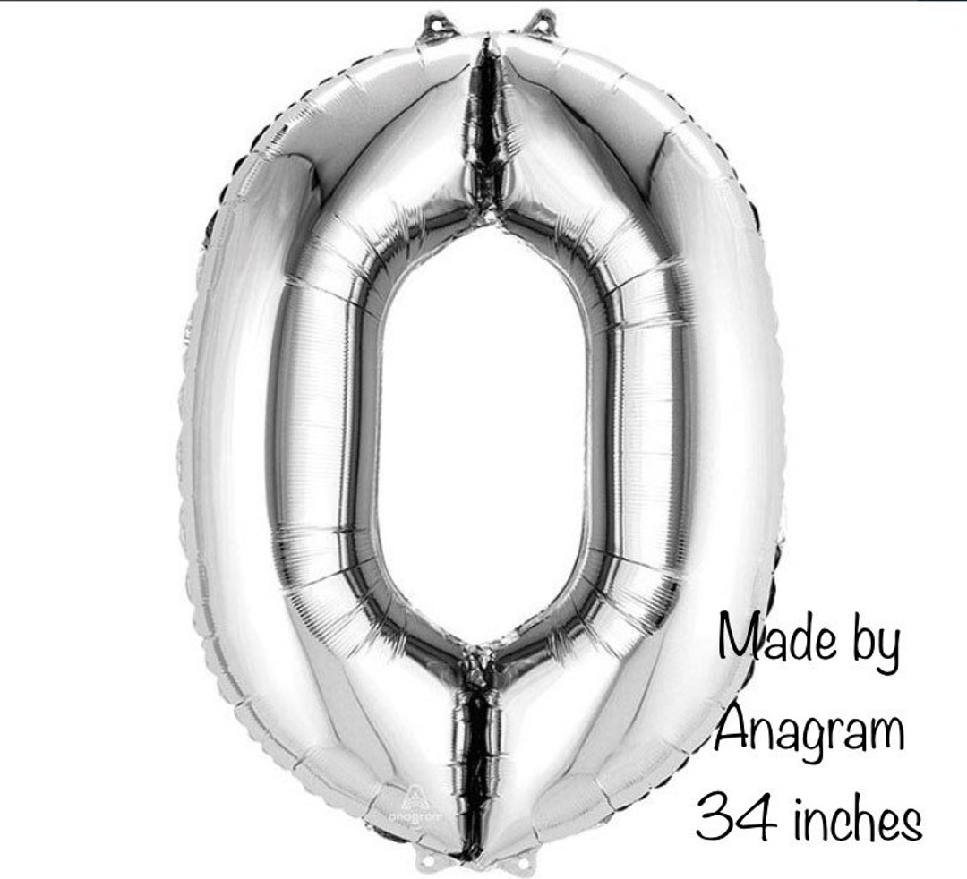 Silver Number 0 Balloon | Thirtieth Birthday Balloons | Fortieth