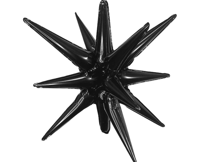 22” Black Star Balloons | Air-Fill Only Black Star burst Balloon | Birthday Party Decor | Galaxy Birthday Balloons | Gamer Starburst