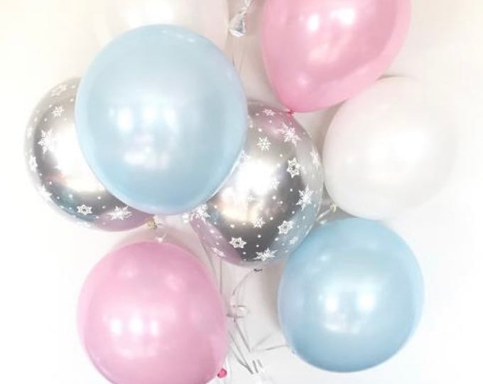 Baby It's Cold Outside Baby Shower Decor | Winter Baby Shower | Pink and Blue Balloons | Snowflake Balloons | Gender Reveal Balloon
