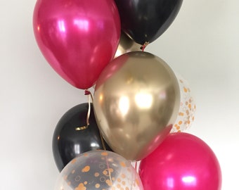 Kate Spade Balloons | Hot Pink and Gold Balloons | Hot Pink and Black Balloons | Kate Spade Bridal Shower Decor | Chrome Gold Balloons