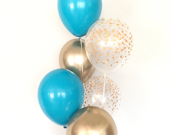 Teal and Gold Balloons | Teal Balloons | Gold and Teal Bridal Shower Decor | Teal Baby Shower Decor | Teal Birthday Balloons