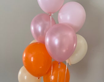 Pink and Orange Balloons | Pink Little Pumpkin Balloons | Pink Little Pumpkin Baby Shower | Pink Fall Bridal Shower Decor | Pink Little Cuti