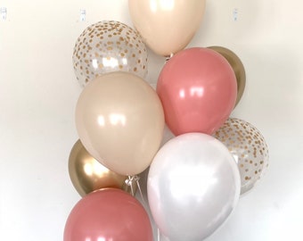 Blush and White Balloons | Blush Wedding Decor | Beach Wedding Decor | Rosewood Balloons | Beach Bridal Shower Decor