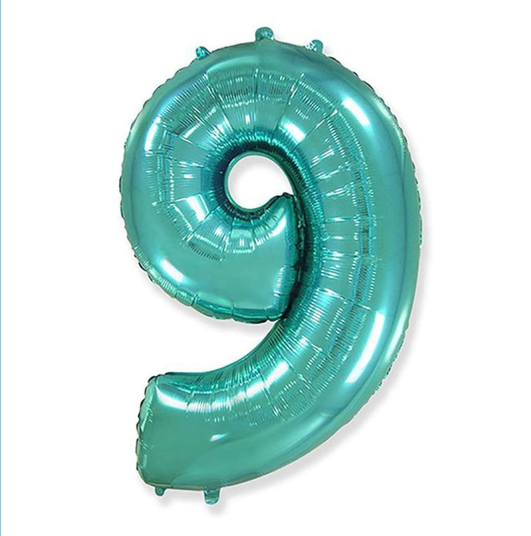 Teal Number 9 Balloon | Teal Ninth Birthday Balloons | Mylar