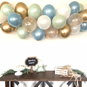 Slate Blue and Sage Green Balloon Garland DIY Kit | Slate Blue and Sage Green Bridal Shower Decor | Blue Baby Shower | Wedding Balloon Garla