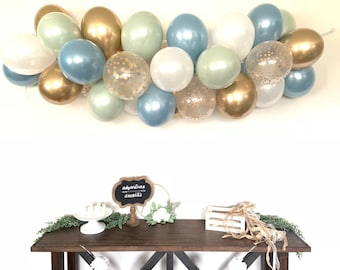 Slate Blue and Sage Green Balloon Garland DIY Kit | Slate Blue and Sage Green Bridal Shower Decor | Blue Baby Shower | Wedding Balloon Garla