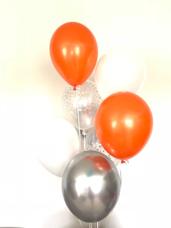 Palloncini arancioni e bianchi / Palloncini arancioni e argento / Palloncini  zucca / Decorazione baby shower piccola zucca / Palloncino compleanno  moderno -  Italia