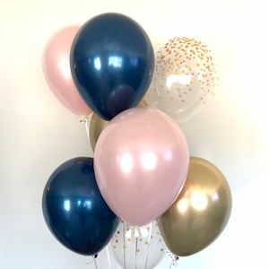Pink Blush Balloons | Blush and Navy Balloons | Gold and Blush Balloons | Navy and Blush Bridal Shower Decor | Blush Baby Shower