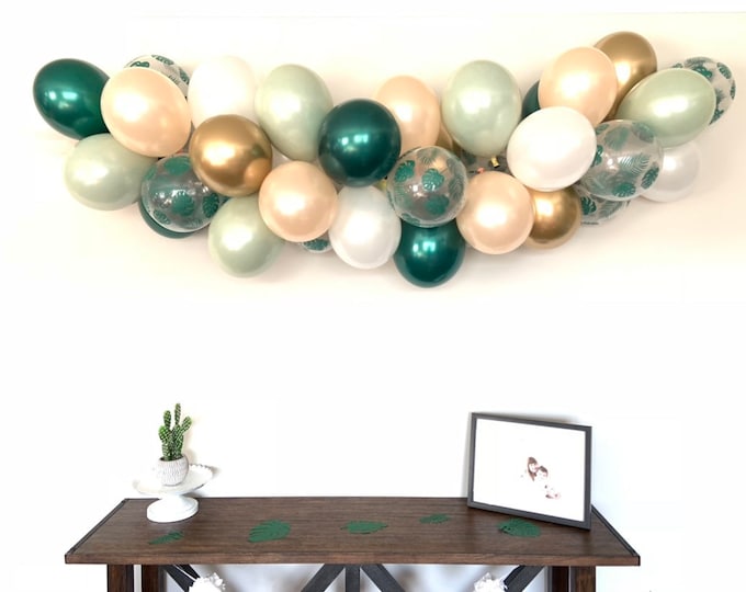 Tropical Balloon Garland | Sage Green and White Bridal Shower Decor | Tropical Baby Shower | Tropical Bridal Shower Decor