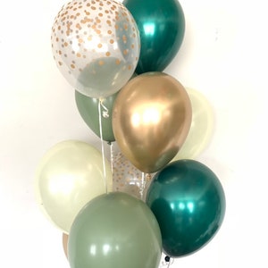 Green and Ivory Balloons | Light Green Wedding Decor | Green and Gold Balloons | Eucalyptus Balloons | Dark Sage Green Bridal Shower Decor