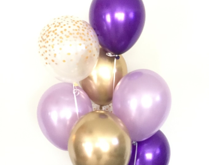 Lavender Balloons | Lavender and Gold Balloons | Lavender Bridal Shower Decor | Lilac Baby Shower Decor | Purple and Gold Birthday