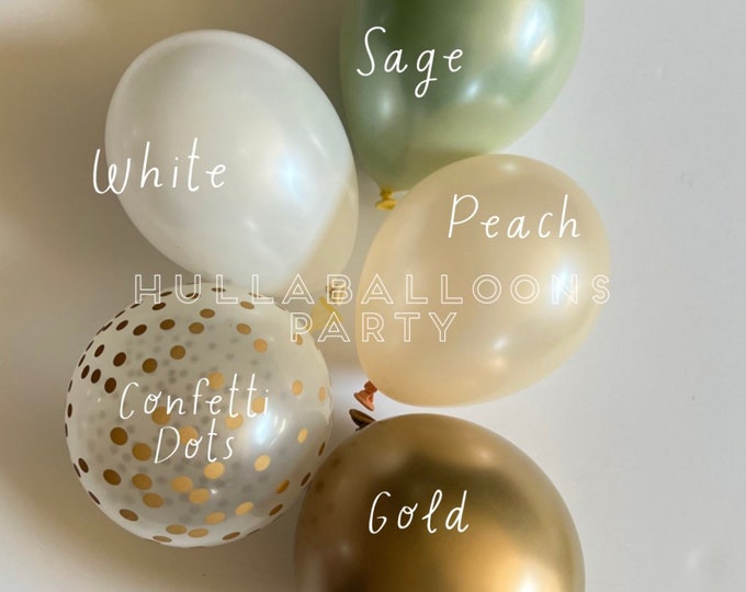 Sage and Peach Balloons | Sage Green Birthday | Woodland Baby Shower | Baby Block Box Balloons | Custom Balloon Garland