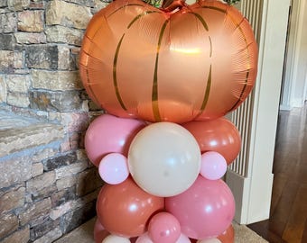 Pink Pumpkin Balloon Tower Kit | Little Pumpkin Birthday Decor | A Little Pumpkin is on The Way Baby Shower Mauve Our Little Pumpkin is One