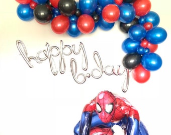 Superhero Balloon Garland DIY Kit | Superhero Birthday Balloon Garland | Spider-Man Balloon Garland | Spider-Man Birthday Party Decor | Red