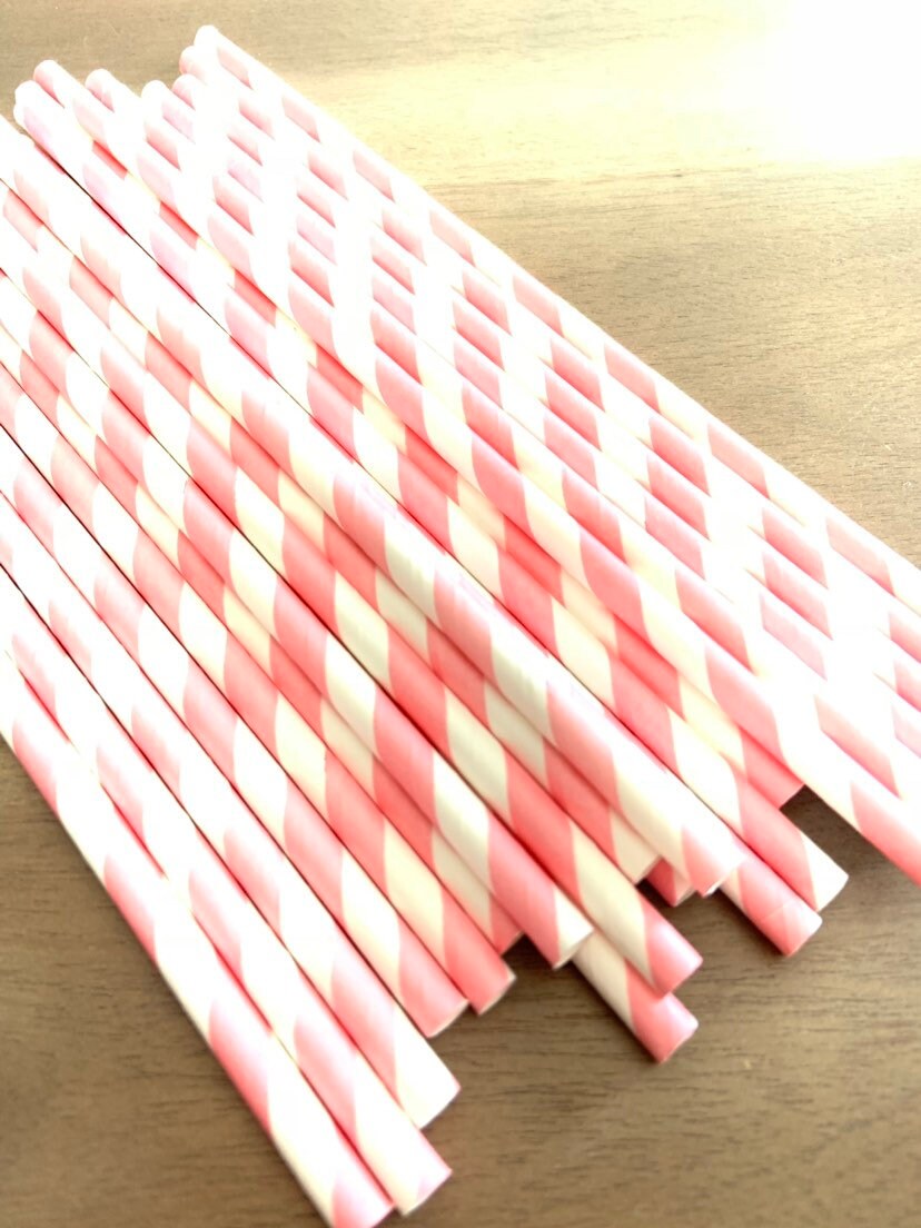Pink Straws | Pink Party Decor | Pink and White Straws | Gender Reveal