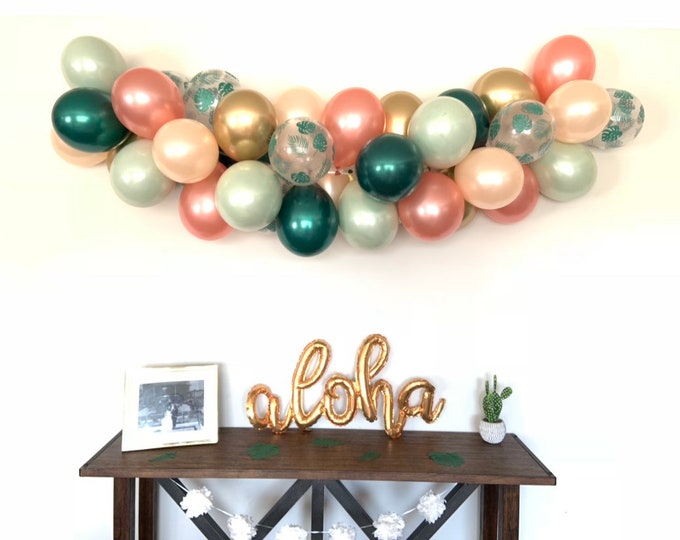 Tropical Balloon Garland | Sage Green and Rose Gold Bridal Shower Decor | Tropical Baby Shower | Tropical Bridal Shower Decor