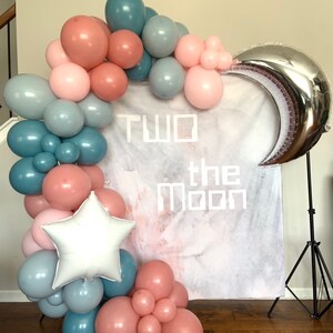 Two The Moon Balloon Garland Pastel Galaxy Baby Shower Twinkle Little Star Balloon Garland Over The Moon Baby Two The Moon Birthday image 9