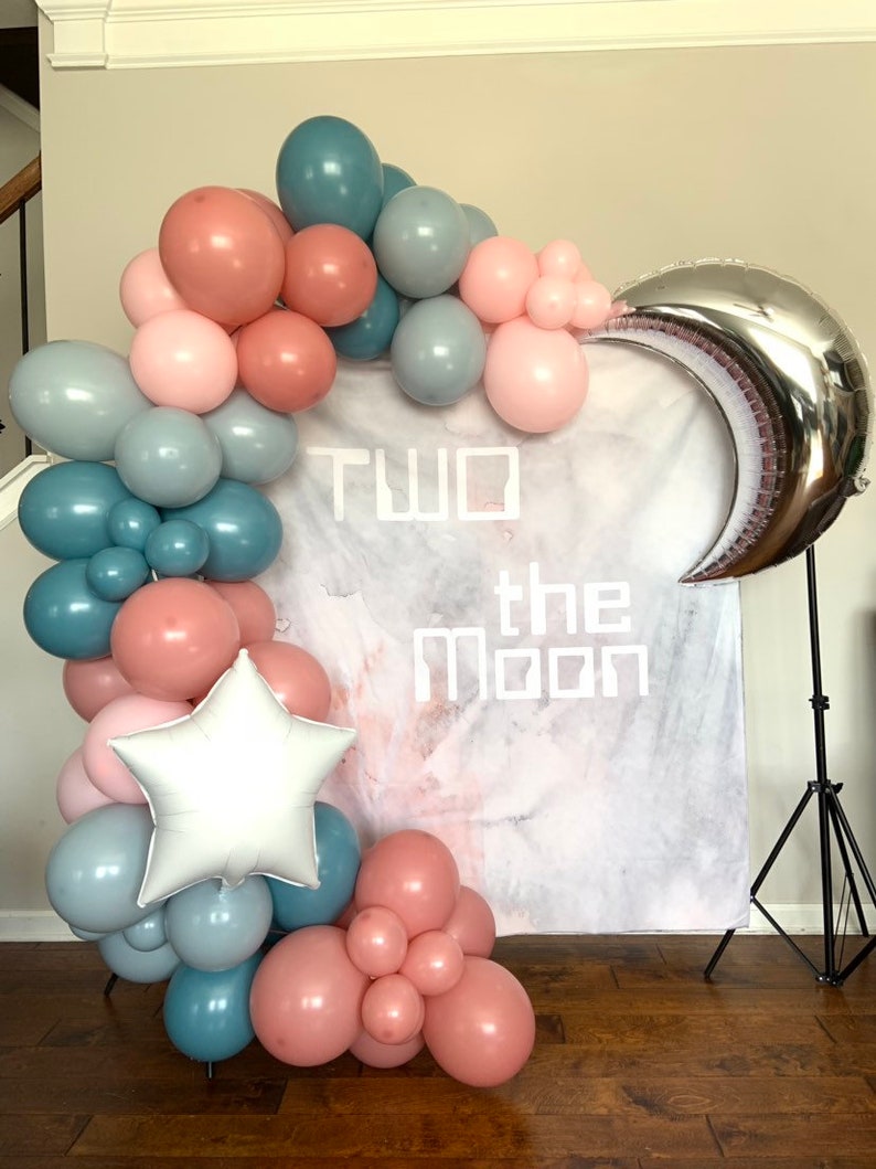 Two The Moon Balloon Garland Pastel Galaxy Baby Shower Twinkle Little Star Balloon Garland Over The Moon Baby Two The Moon Birthday image 9