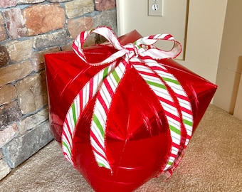 Red Present Balloon | Red Mylar Balloon | Red Birthday Party Decor | Red Bridal Shower | Christmas Baby Shower | Tis The Season