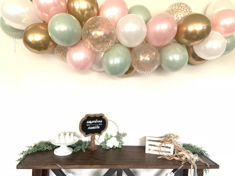 Sage Green and Blush Bridal Shower Decor Green Baby Shower Blush Wedding Garland Sage Green and Pink Blush Balloon Garland DIY Kit
