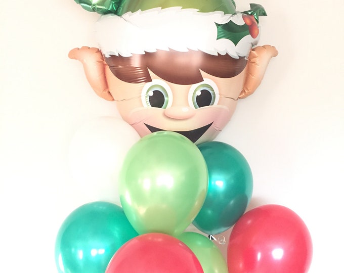 Elf Balloons | Christmas Party Decor | Kids Christmas Decor | December Birthday Balloons | Red and Green Balloons